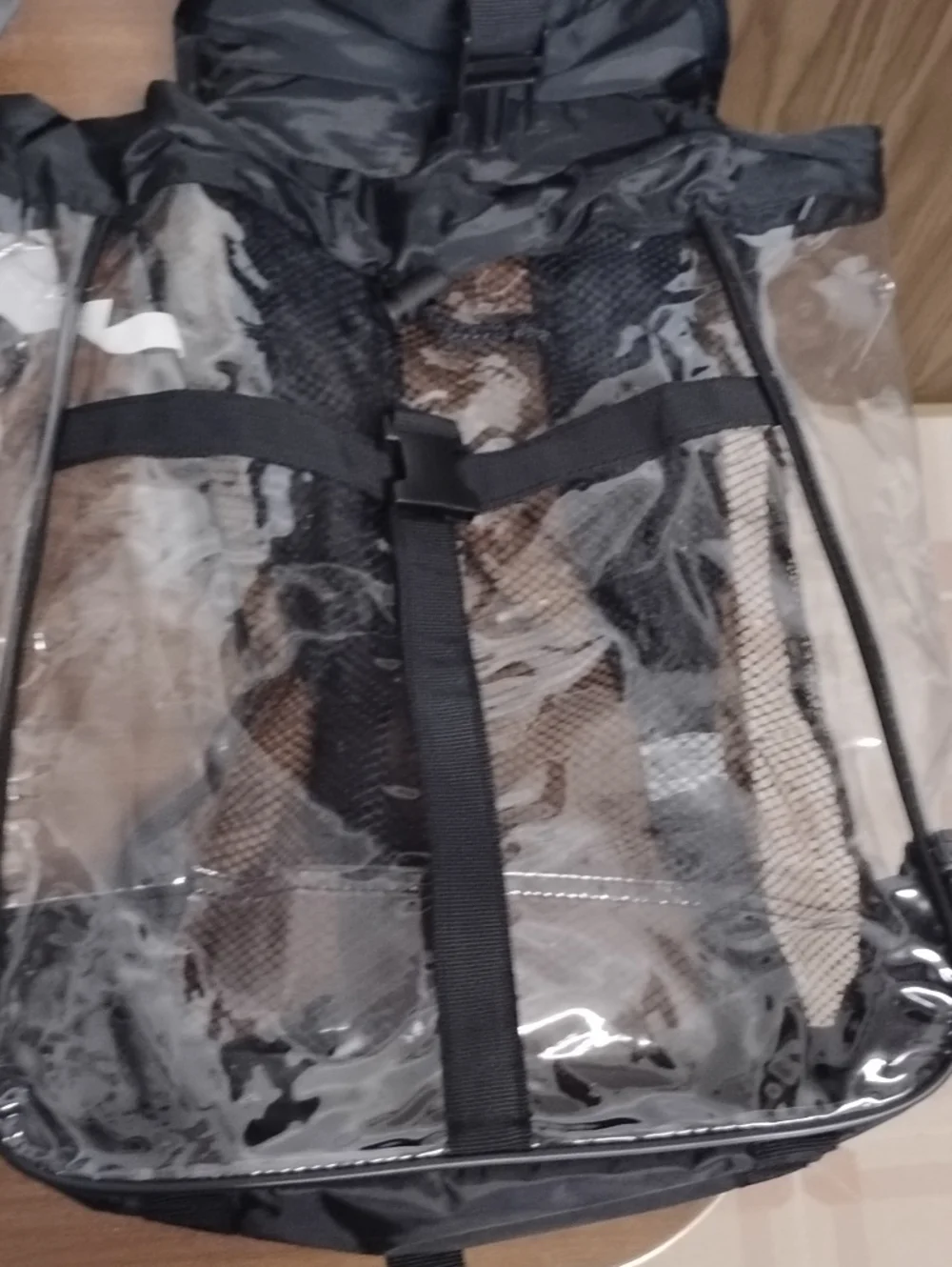 Clear PVC Backpack with Black Trim and Straps